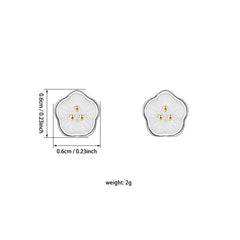 Silvery Needle Stud Earrings Flower Shape Coppery Stud Earrings