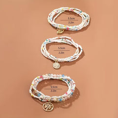 Bohemian Beaded Bracelet Set with Tree of Life Pendant
