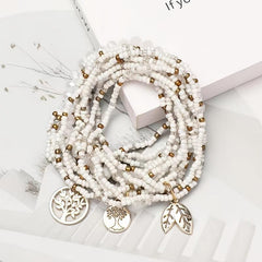 Bohemian Beaded Bracelet Set with Tree of Life Pendant