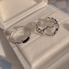 2pcs Hollow Serrated Rings Hip Hop Adjustable Index Finger Rings