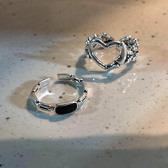 2pcs Hollow Serrated Rings Hip Hop Adjustable Index Finger Rings