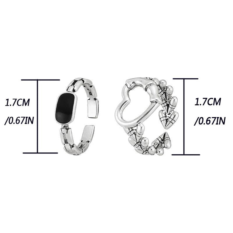 2pcs Hollow Serrated Rings Hip Hop Adjustable Index Finger Rings