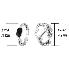 2pcs Hollow Serrated Rings Hip Hop Adjustable Index Finger Rings