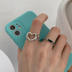 2pcs Hollow Serrated Rings Hip Hop Adjustable Index Finger Rings