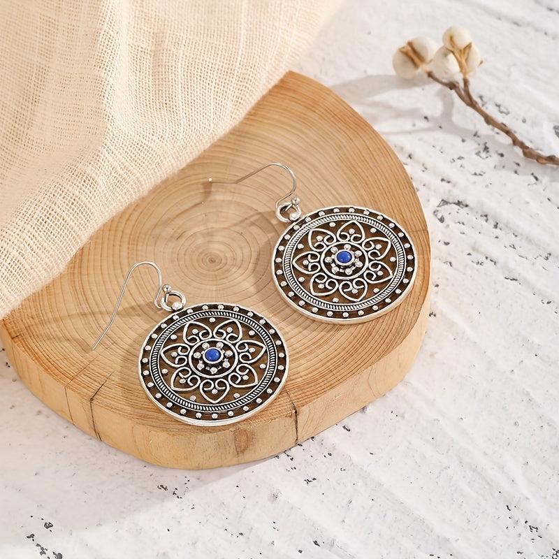 Hollow Carved Stone Women Earrings Retro Party Jewelry