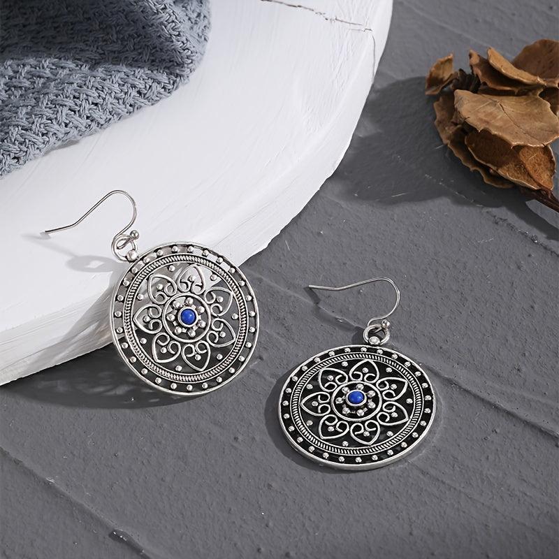 Hollow Carved Stone Women Earrings Retro Party Jewelry