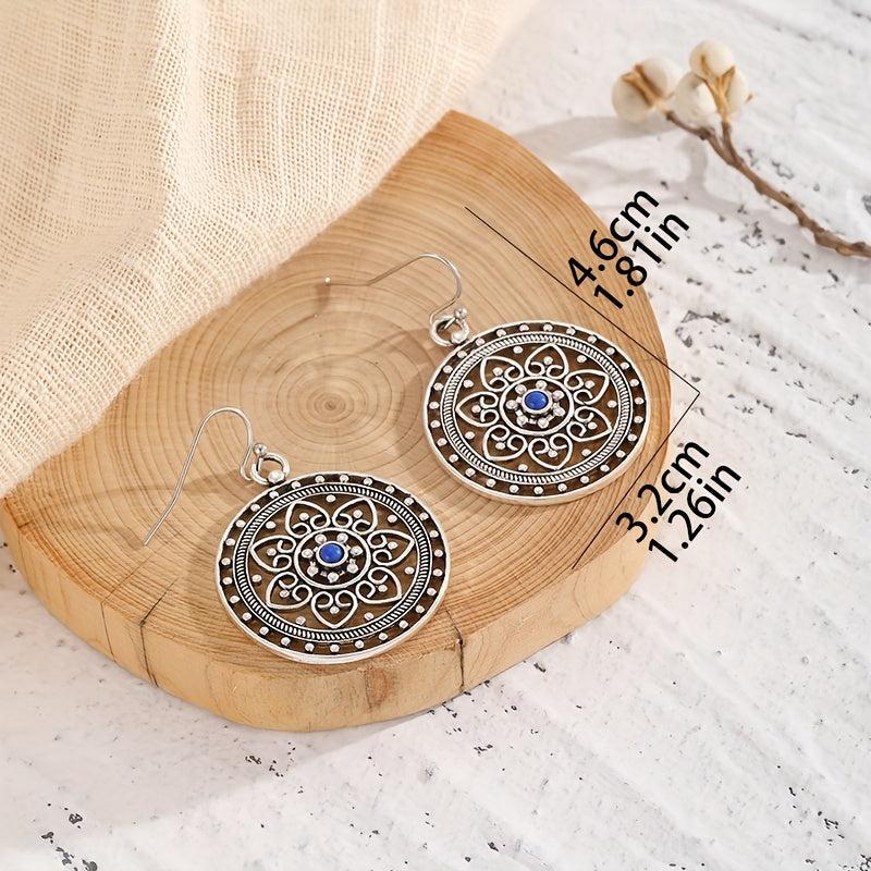 Hollow Carved Stone Women Earrings Retro Party Jewelry