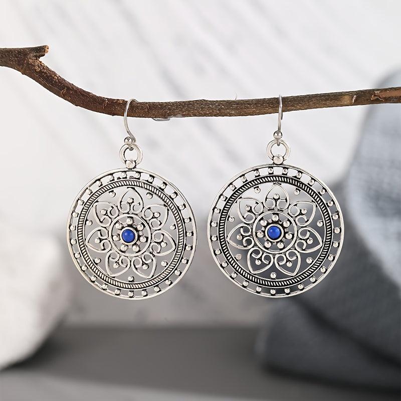 Hollow Carved Stone Women Earrings Retro Party Jewelry