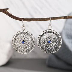 Hollow Carved Stone Women Earrings Retro Party Jewelry