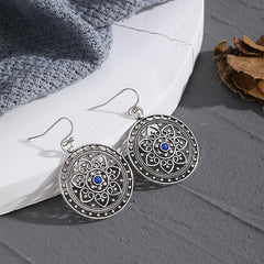 Hollow Carved Stone Women Earrings Retro Party Jewelry