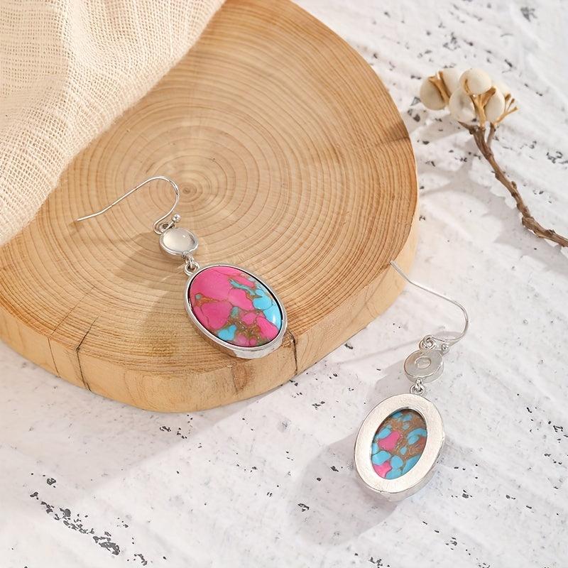 Retro Red Earrings with Synthetic Stone