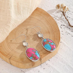 Retro Red Earrings with Synthetic Stone
