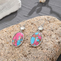 Retro Red Earrings with Synthetic Stone