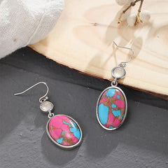 Retro Red Earrings with Synthetic Stone