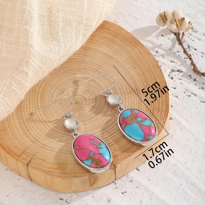 Retro Red Earrings with Synthetic Stone