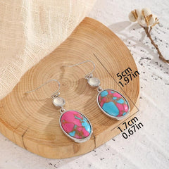 Retro Red Earrings with Synthetic Stone