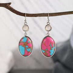 Retro Red Earrings with Synthetic Stone