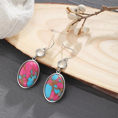 Retro Red Earrings with Synthetic Stone