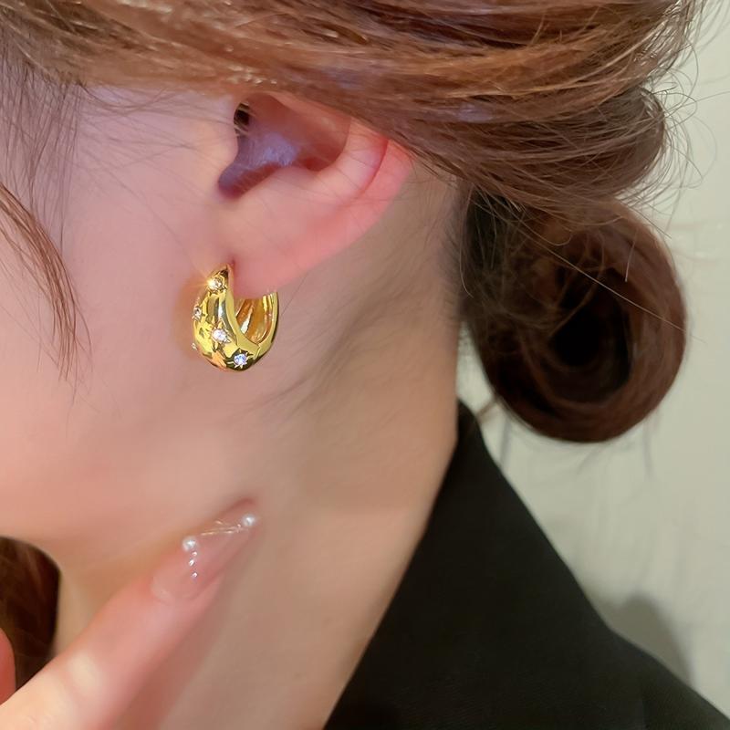 Metal Hoop Earrings Women's Star Drop Earrings For Party Travel