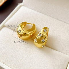 Metal Hoop Earrings Women's Star Drop Earrings For Party Travel