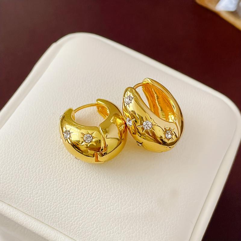 Metal Hoop Earrings Women's Star Drop Earrings For Party Travel