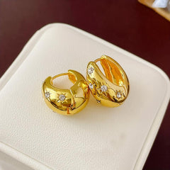 Metal Hoop Earrings Women's Star Drop Earrings For Party Travel