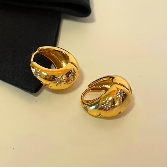 Metal Hoop Earrings Women's Star Drop Earrings For Party Travel