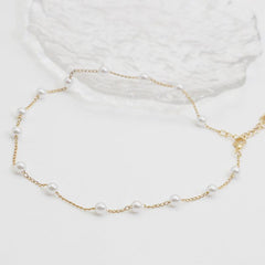 Artificial Pearl Necklace Plated Collarbone Chain Choker