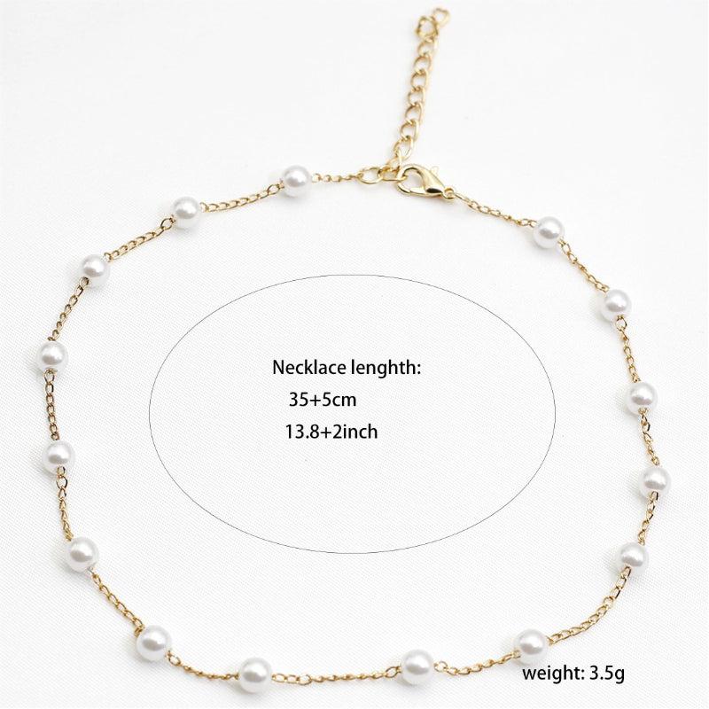 Artificial Pearl Necklace Plated Collarbone Chain Choker