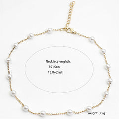 Artificial Pearl Necklace Plated Collarbone Chain Choker