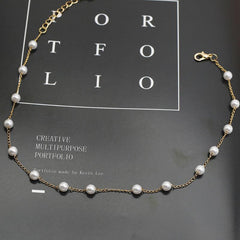 Artificial Pearl Necklace Plated Collarbone Chain Choker