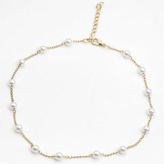 Artificial Pearl Necklace Plated Collarbone Chain Choker