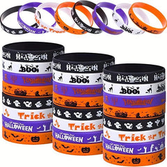 5pcs Halloween Silicone Wristbands Rubber Wristbands Pumpkin Style Random