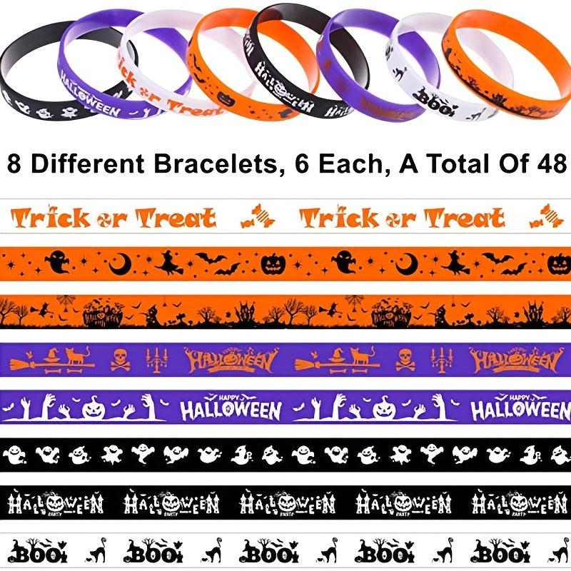 5pcs Halloween Silicone Wristbands Rubber Wristbands Pumpkin Style Random