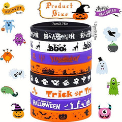 5pcs Halloween Silicone Wristbands Rubber Wristbands Pumpkin Style Random