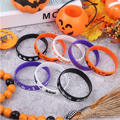 5pcs Halloween Silicone Wristbands Rubber Wristbands Pumpkin Style Random