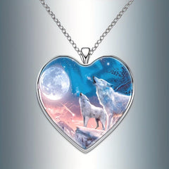 Two Wolves Heart Necklace For Men And Women