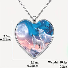 Two Wolves Heart Necklace For Men And Women