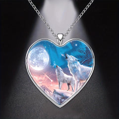 Two Wolves Heart Necklace For Men And Women