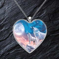 Two Wolves Heart Necklace For Men And Women