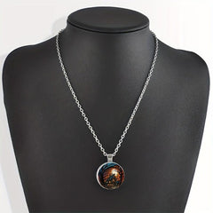 Round Halloween Crystal Bead Pendant Necklace for Men Women