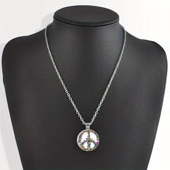 Round Butterfly Crystal Bead Pendant Necklace - Gift for Men and Women