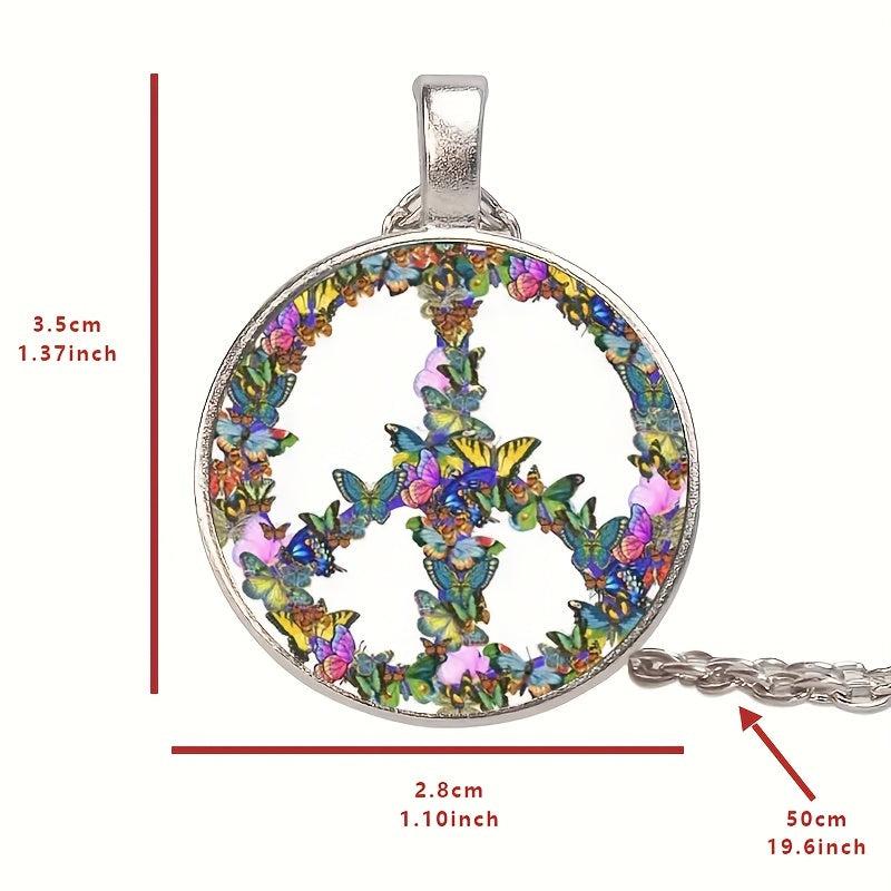 Round Butterfly Crystal Bead Pendant Necklace - Gift for Men and Women