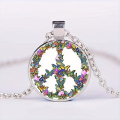 Round Butterfly Crystal Bead Pendant Necklace - Gift for Men and Women