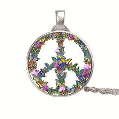 Round Butterfly Crystal Bead Pendant Necklace - Gift for Men and Women