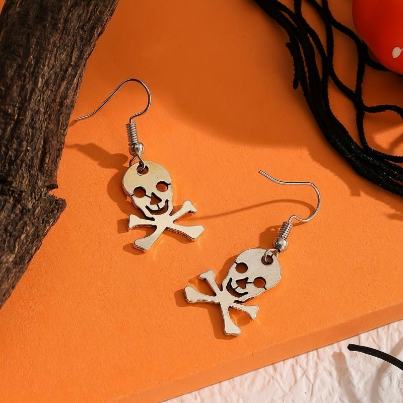 Funny Gothic Punk Halloween Skull Drop Earrings