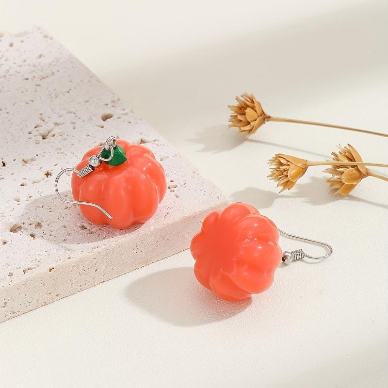 3D Pumpkin Halloween Drop Earrings