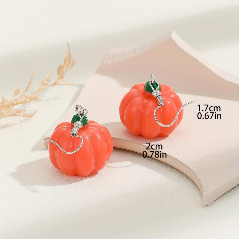 3D Pumpkin Halloween Drop Earrings