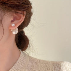 French Retro Pearl Earrings Sweet Temperament High Sense S925 Silvery Needle