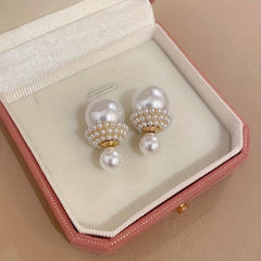 French Retro Pearl Earrings Sweet Temperament High Sense S925 Silvery Needle